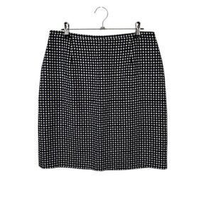 Ann Taylor 100% Silk Pencil Skirt Black with Blue / Cream Polkadots Size 8P